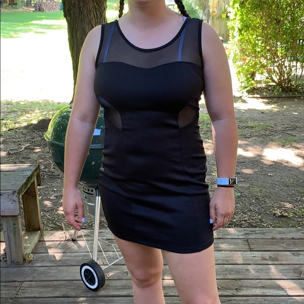 Shasa black mesh dress.